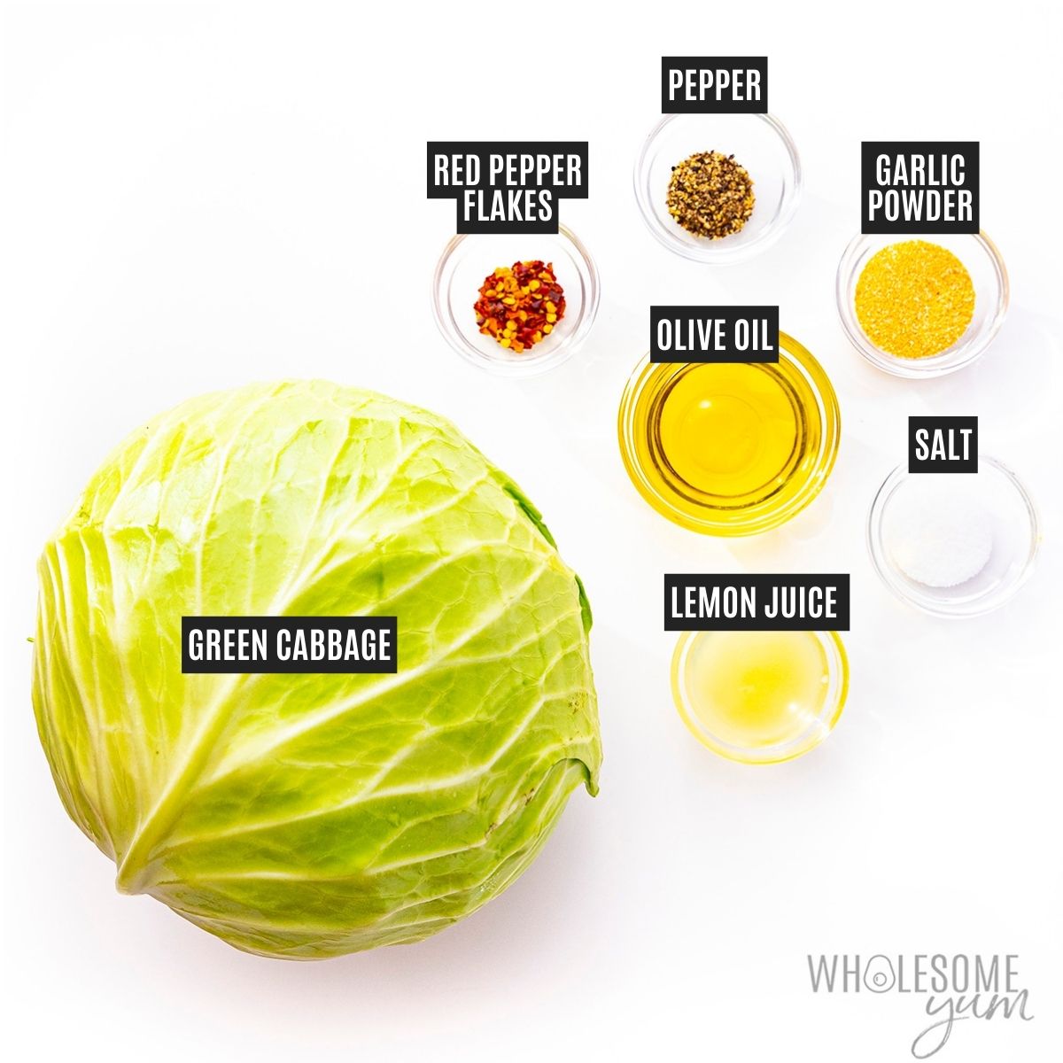 Roasted cabbage recipe ingredients.