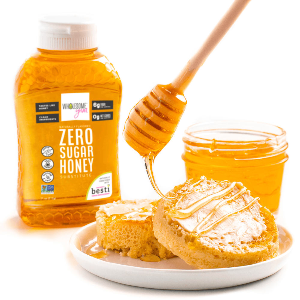 Zero Sugar Honey drizzled on an English muffin.