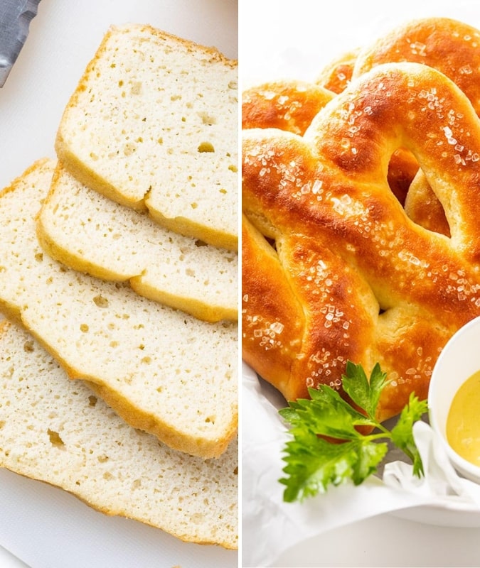 Keto white bread and keto pretzels.