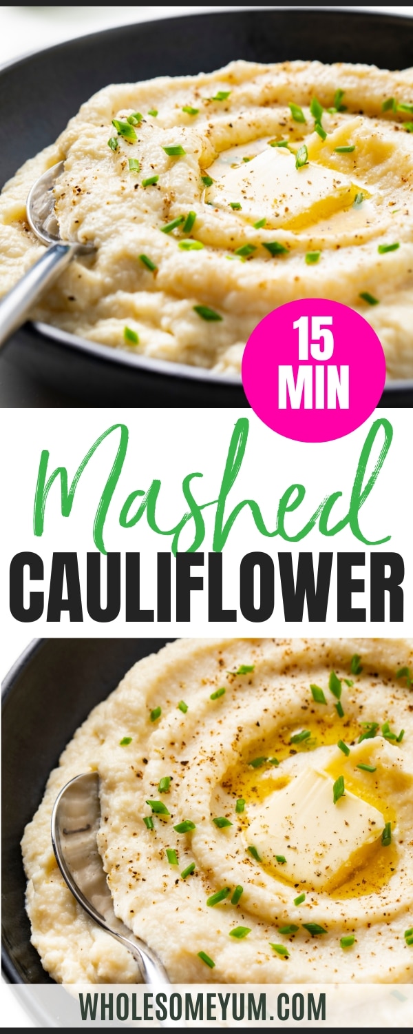 Mashed cauliflower recipe pin.