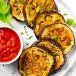 Roasted eggplant on a plate.