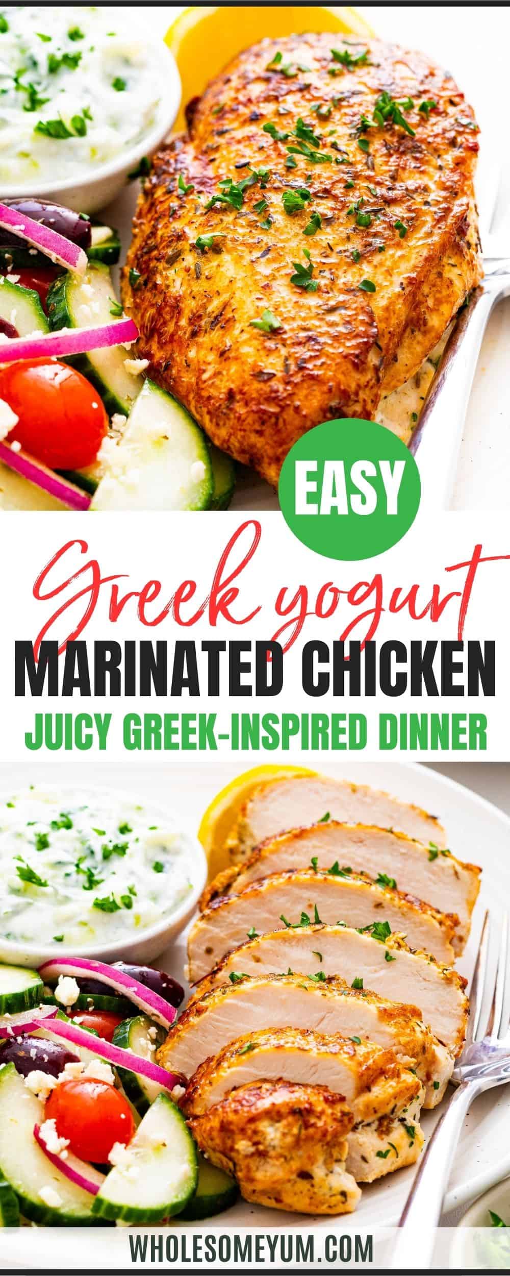 Yogurt marinated chicken recipe pin.