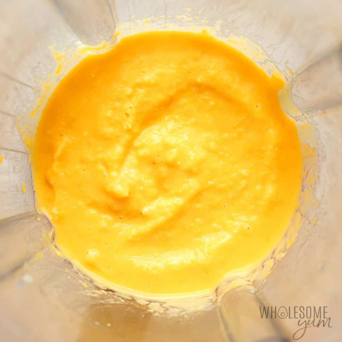 Blending corn in a blender.