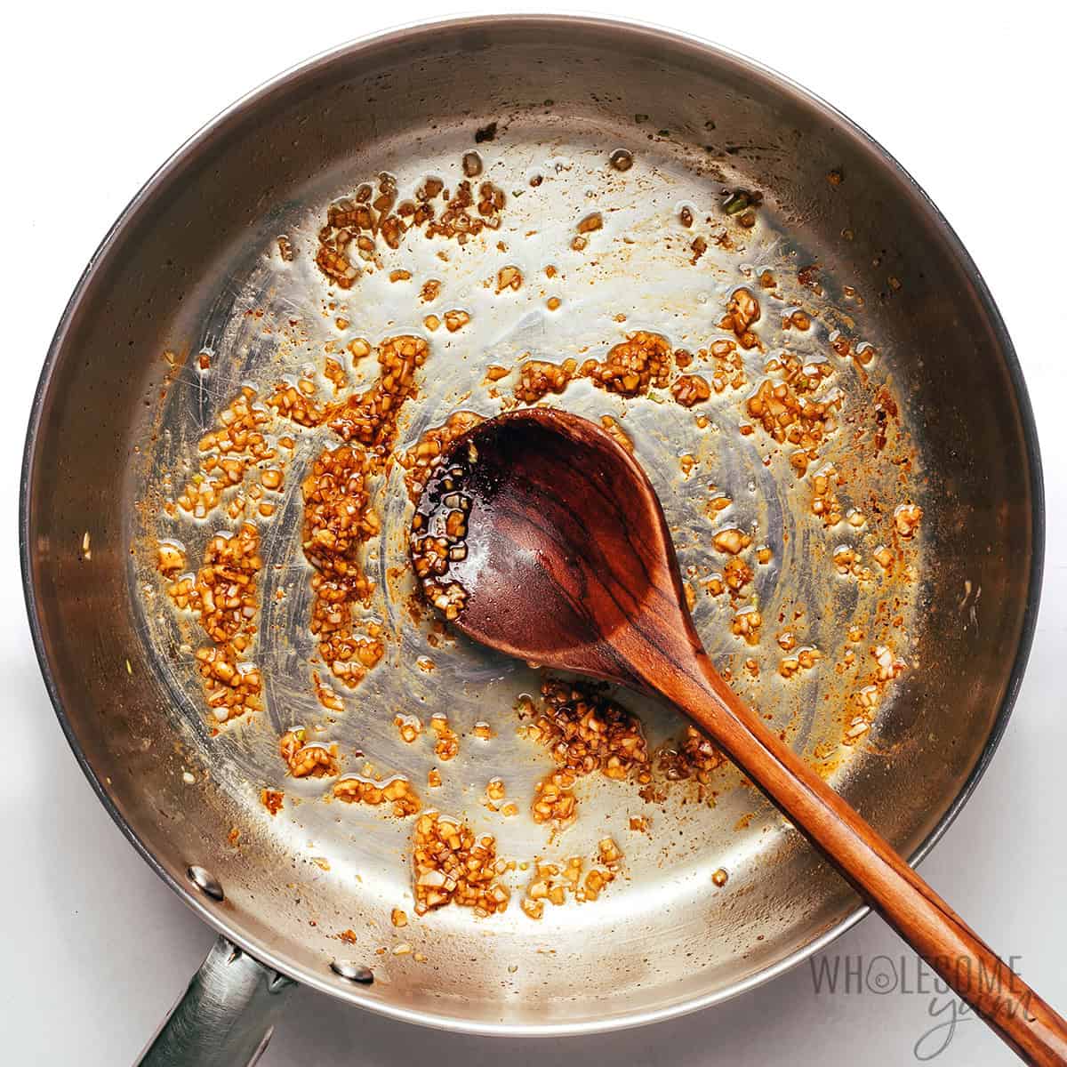 Sauteeing garlic in the same skillet.