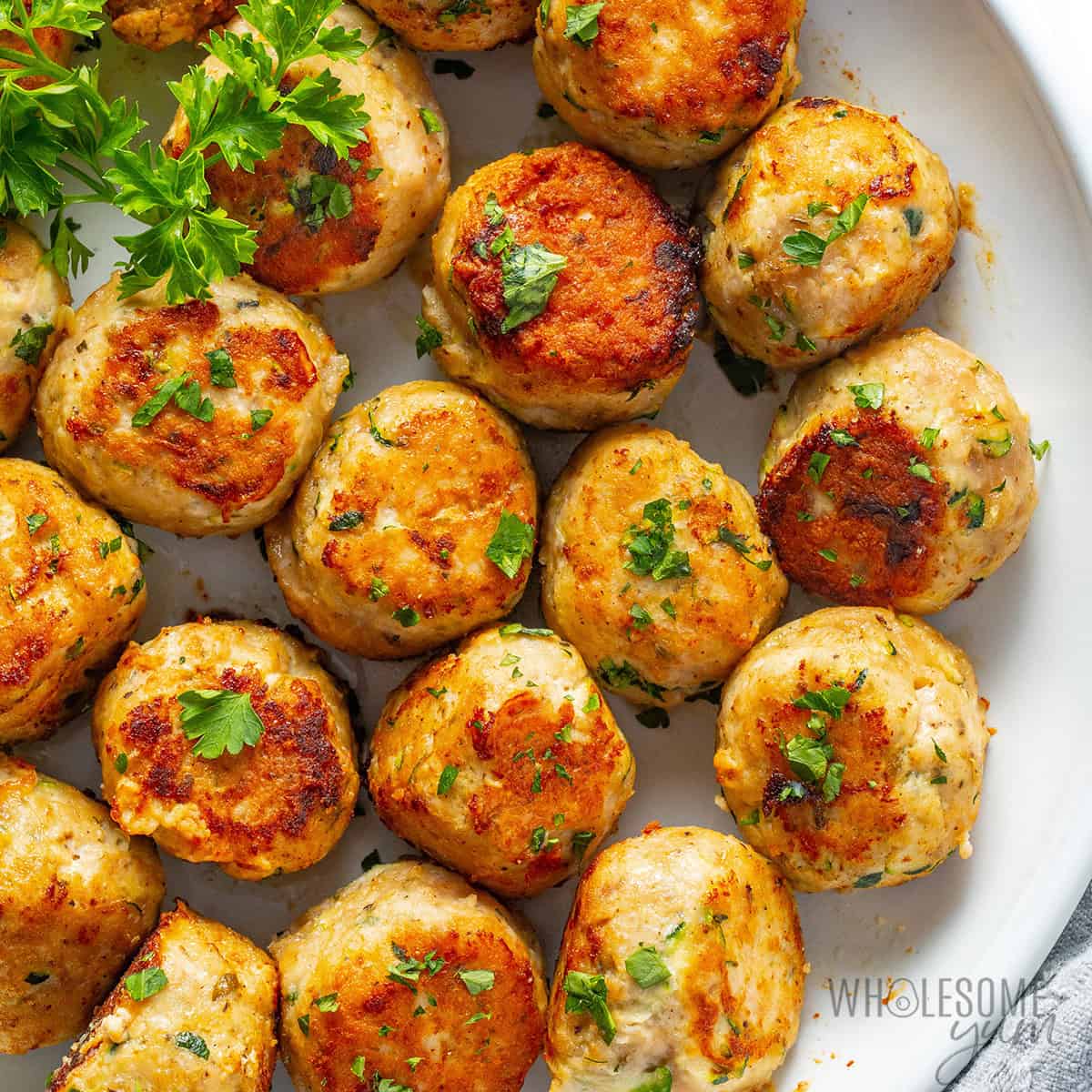 Turkey meatballs close up.