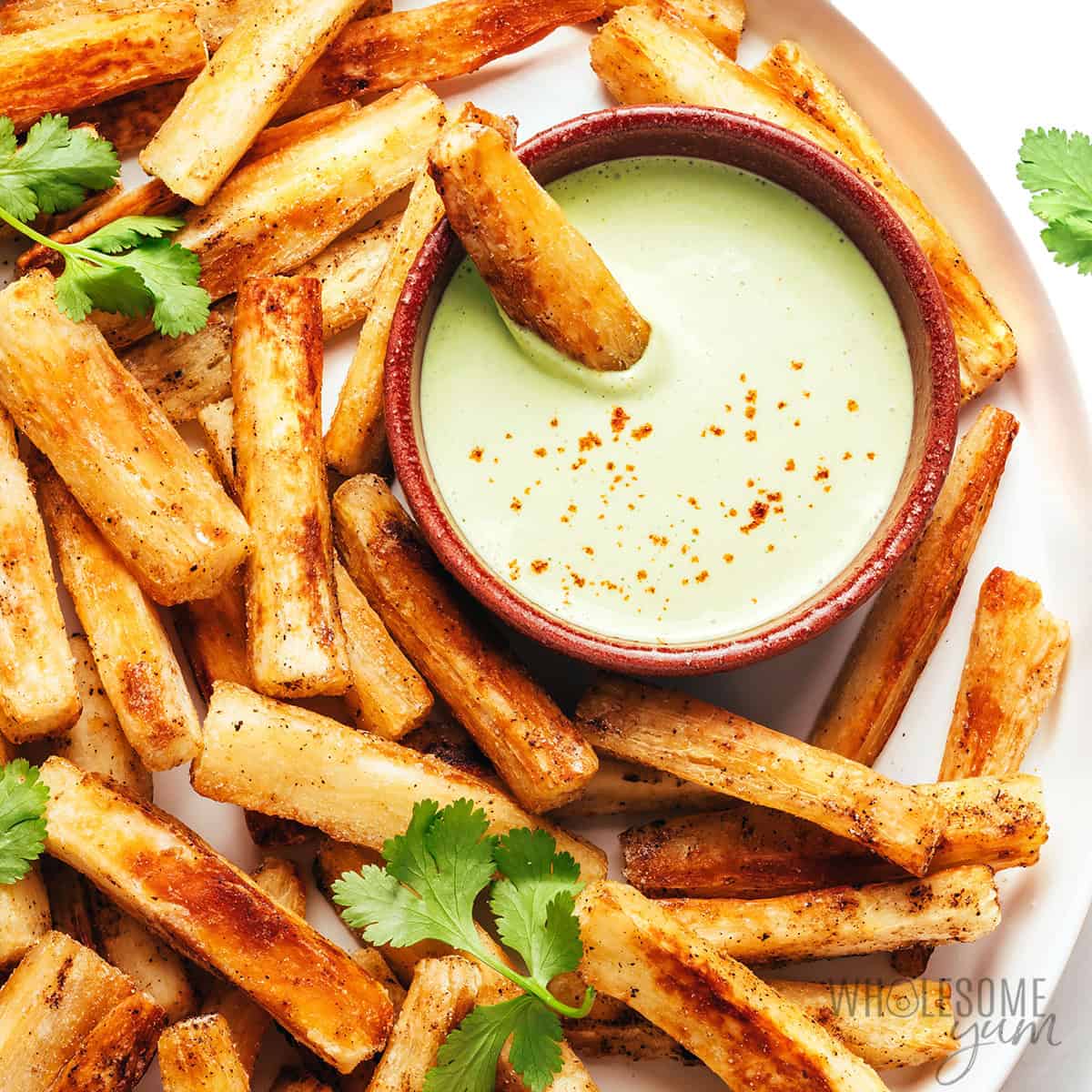 Yuca fries on a plate.