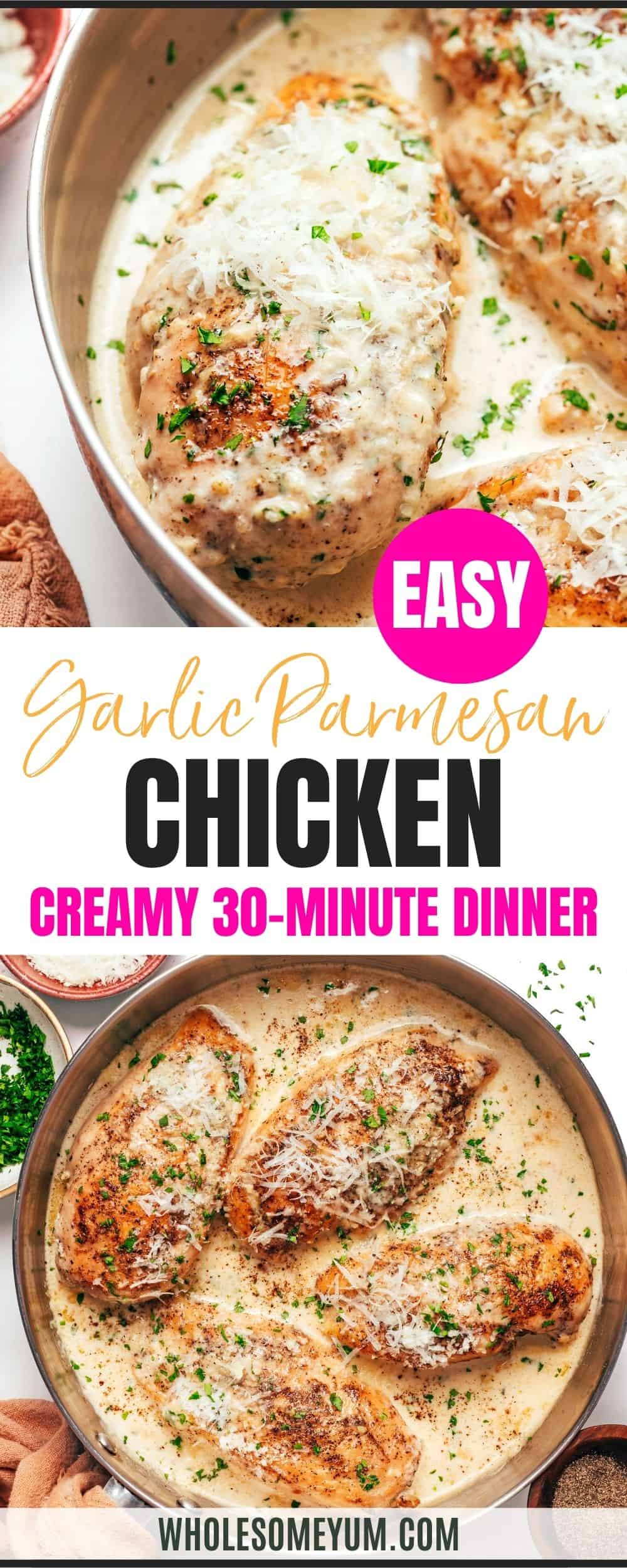 Garlic parmesan chicken recipe pin.