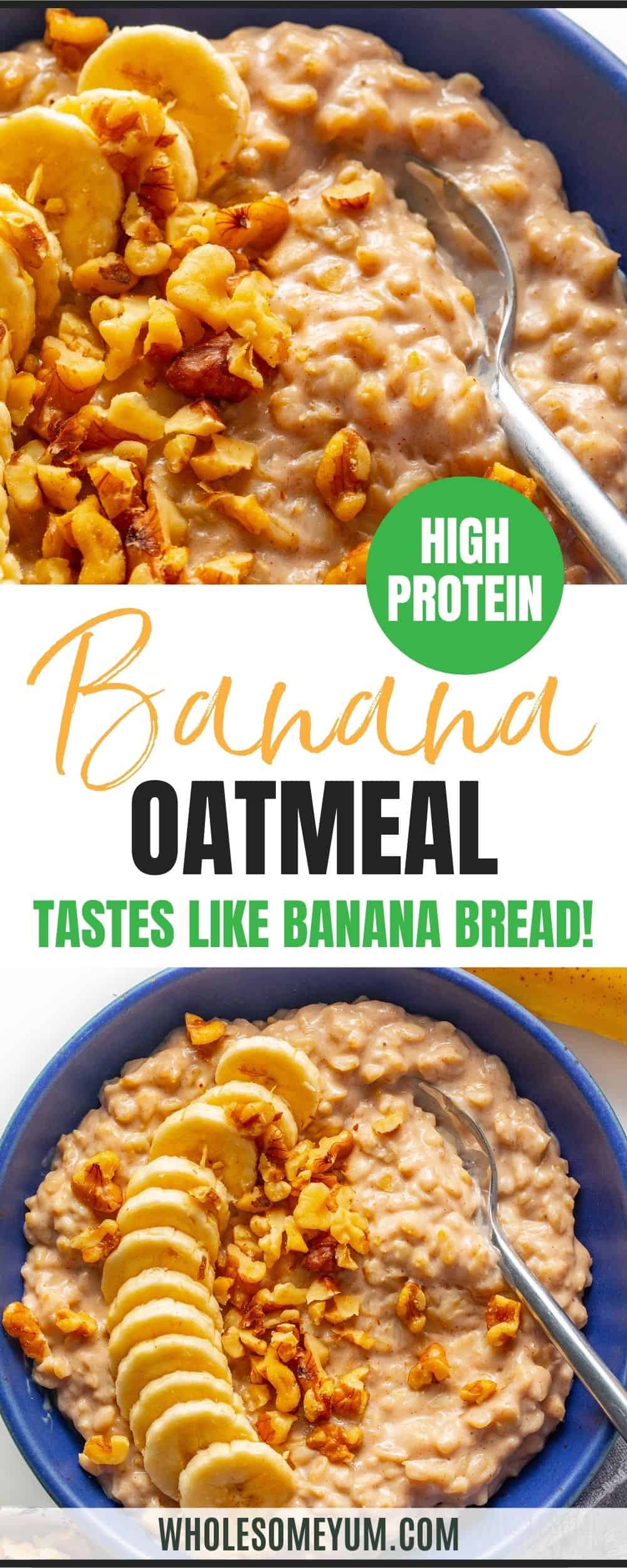 Banana oatmeal recipe pin.