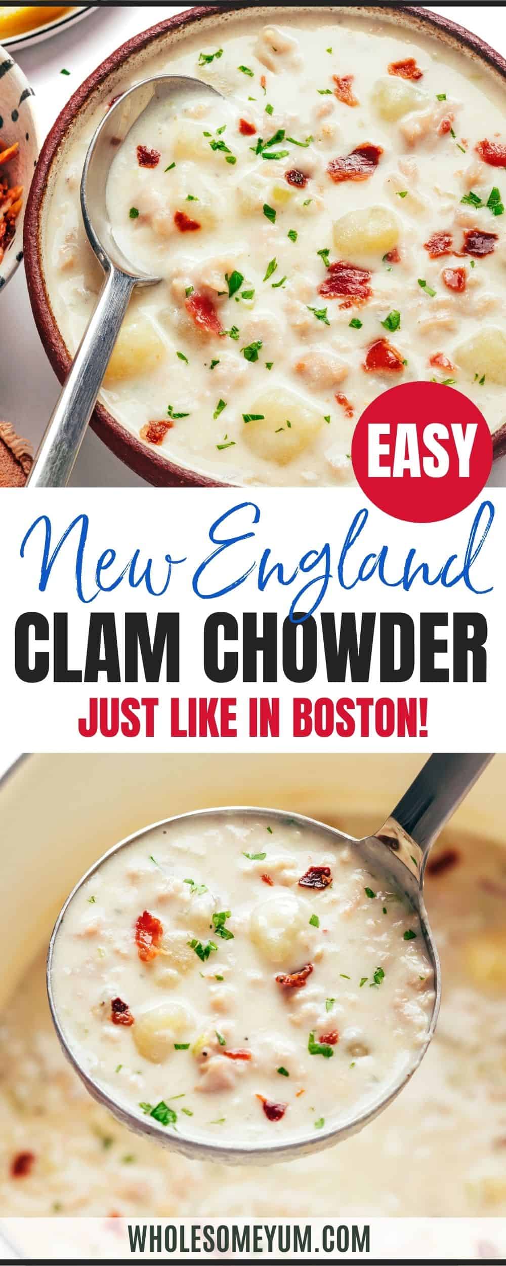 Clam chowder recipe pin.