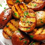 Grilled potatoes up close.