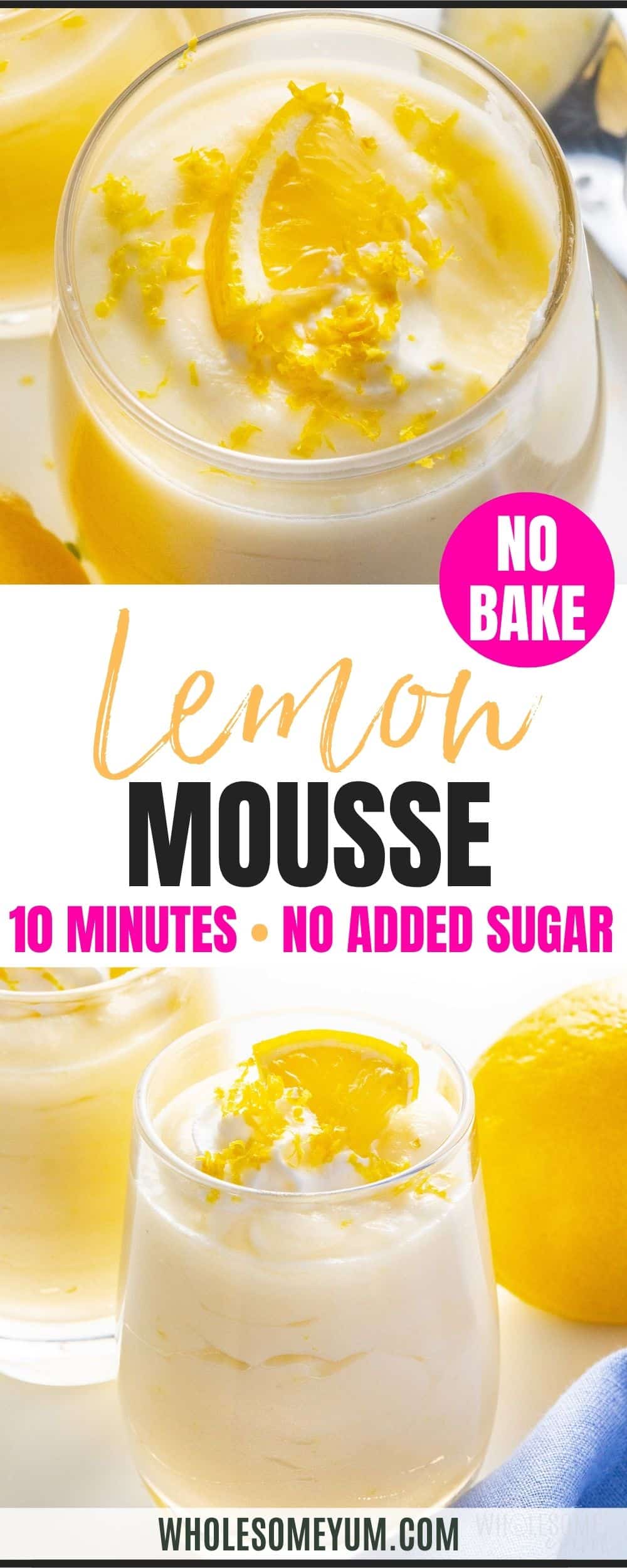 Lemon mousse recipe pin.