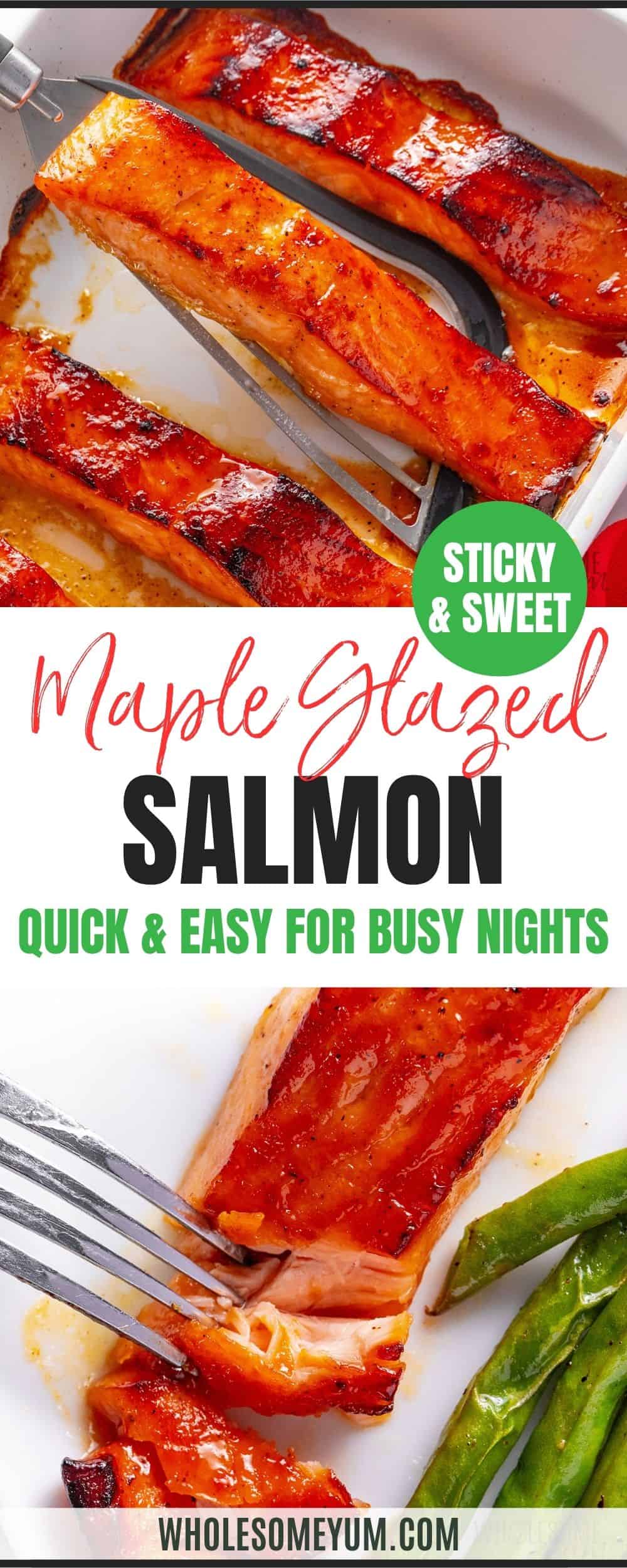 Maple glazed salmon recipe pin.