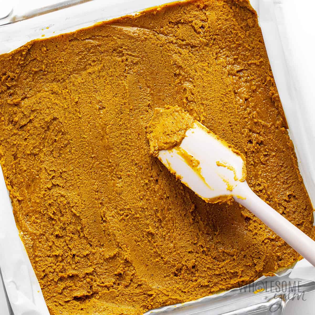 Pistachio filling spread on top of prepared crust.