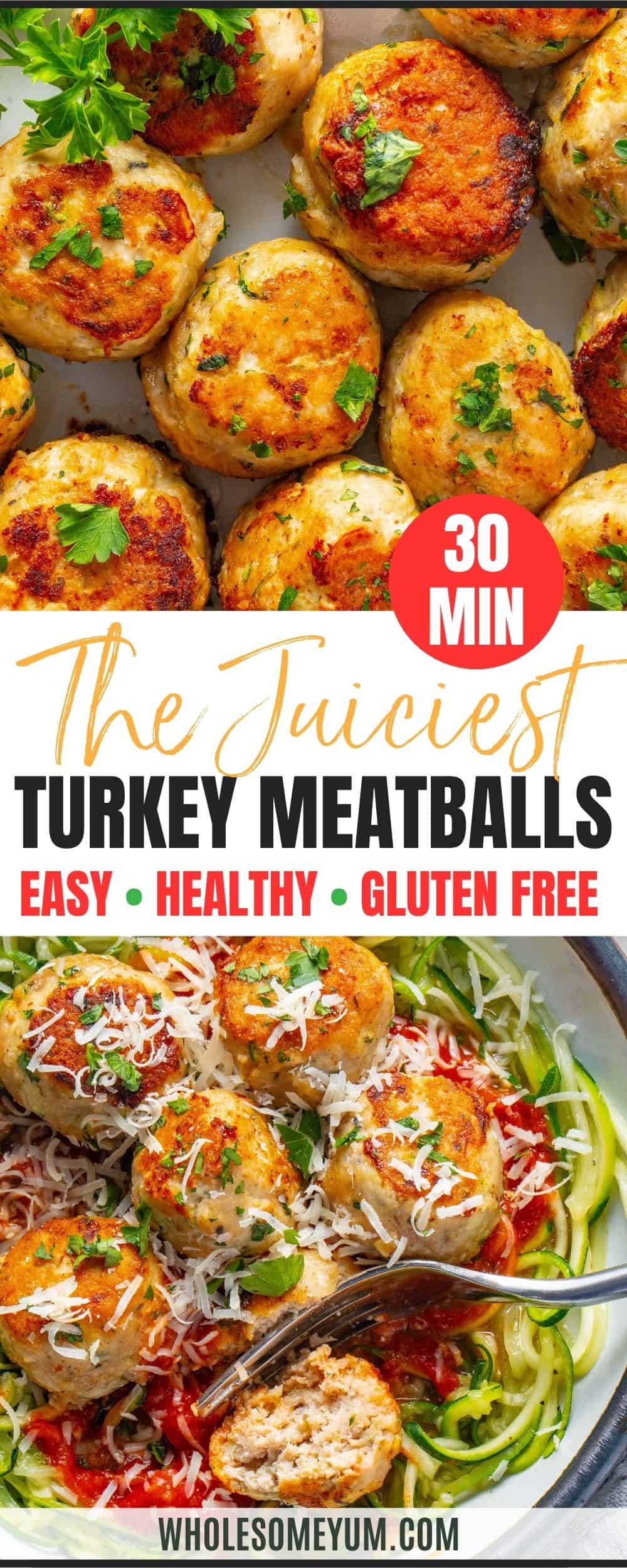 Turkey meatball recipe pin.