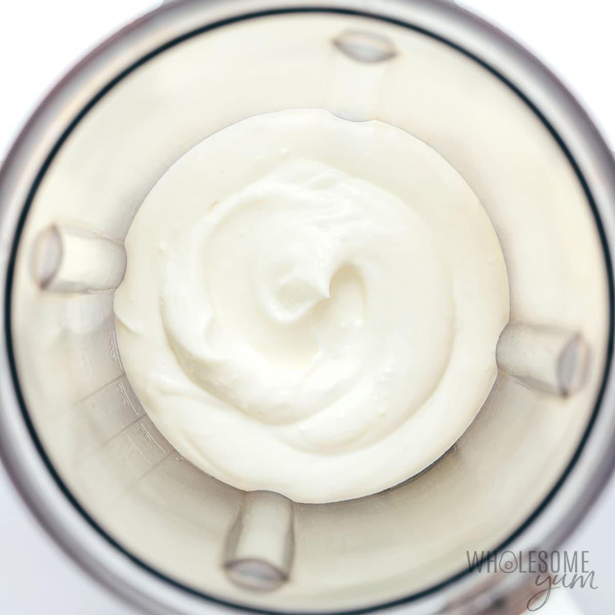Creamy ricotta mixture in a blender.