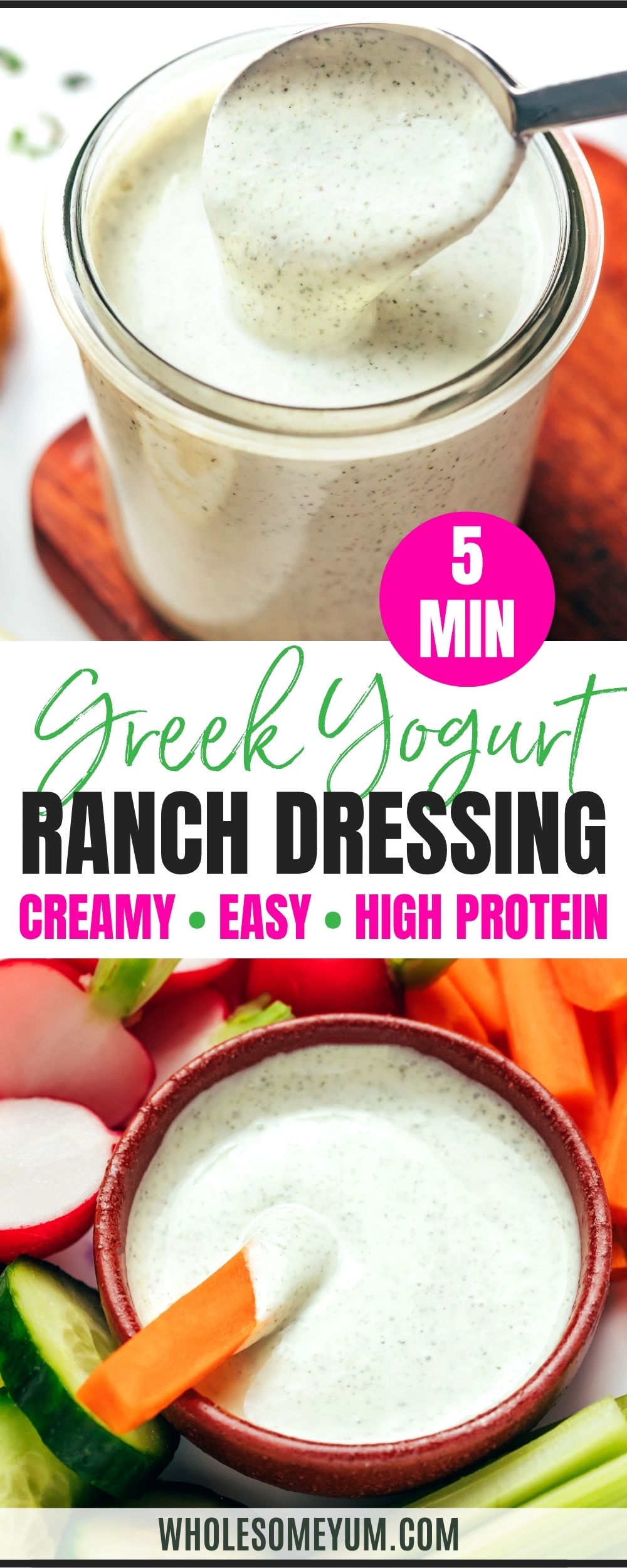 Greek yogurt ranch dressing recipe pin.