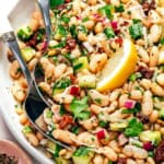 White bean salad in a bowl.