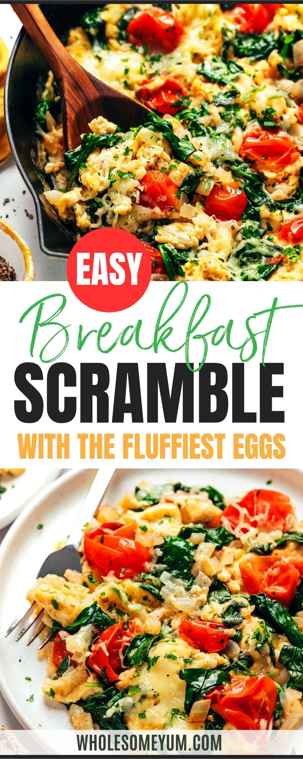 Breakfast egg scramble recipe pin.