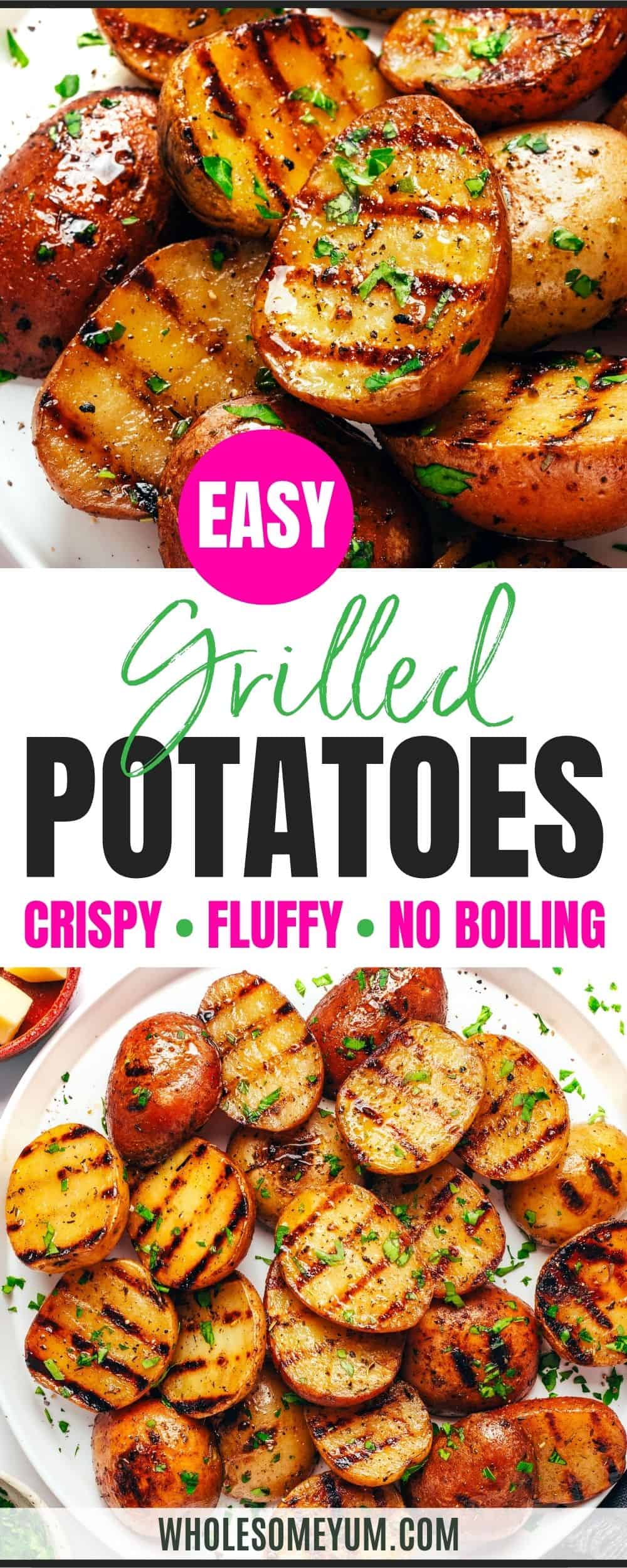 Grilled potato recipe pin.