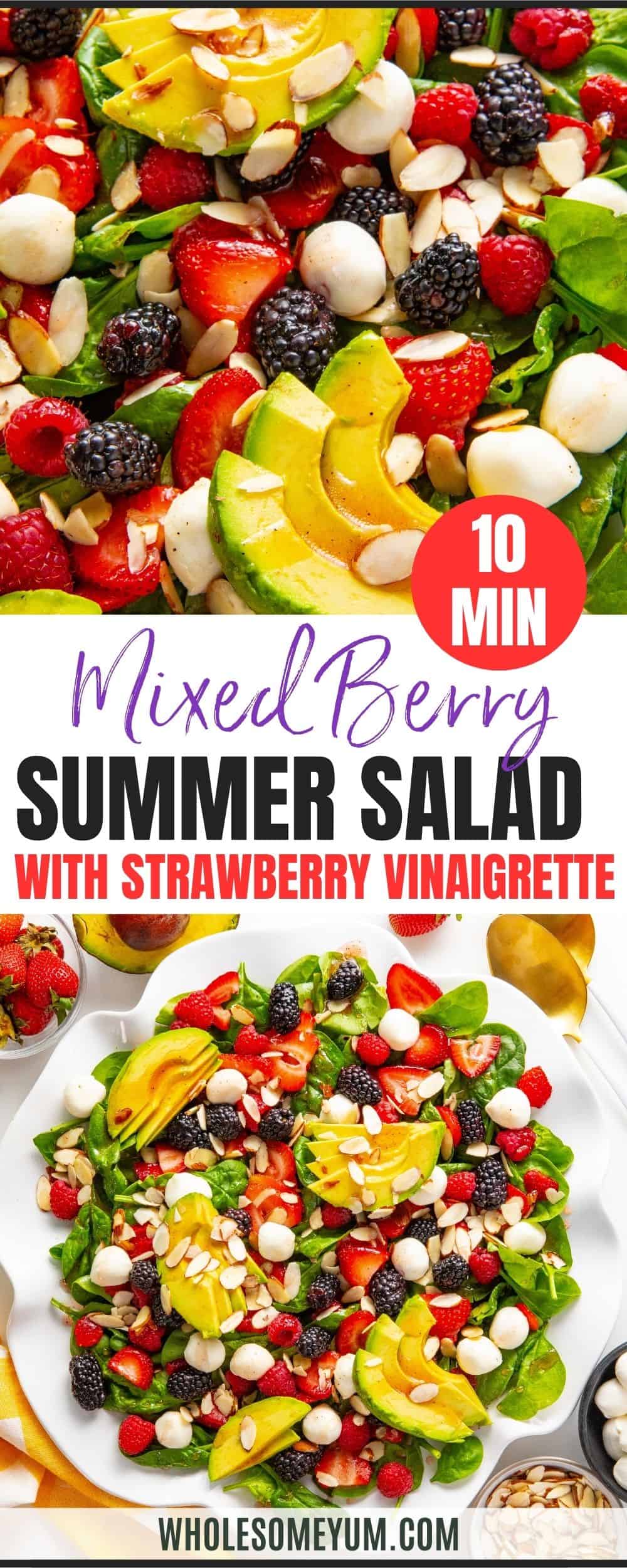 Berry summer salad recipe pin.