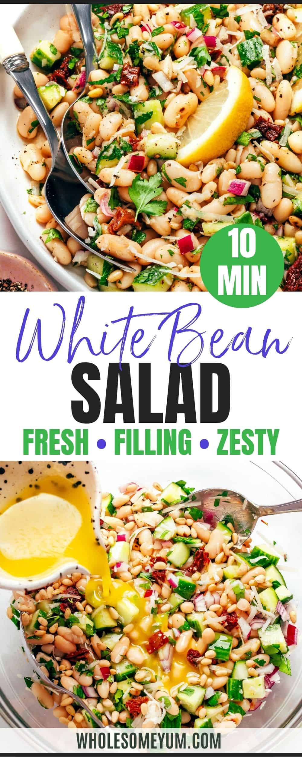 White bean salad recipe pin.