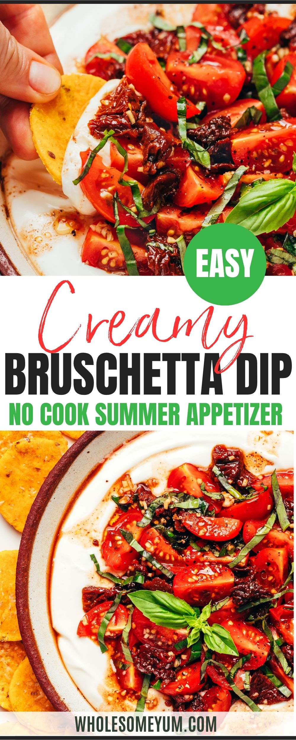 Bruschetta dip recipe pin.