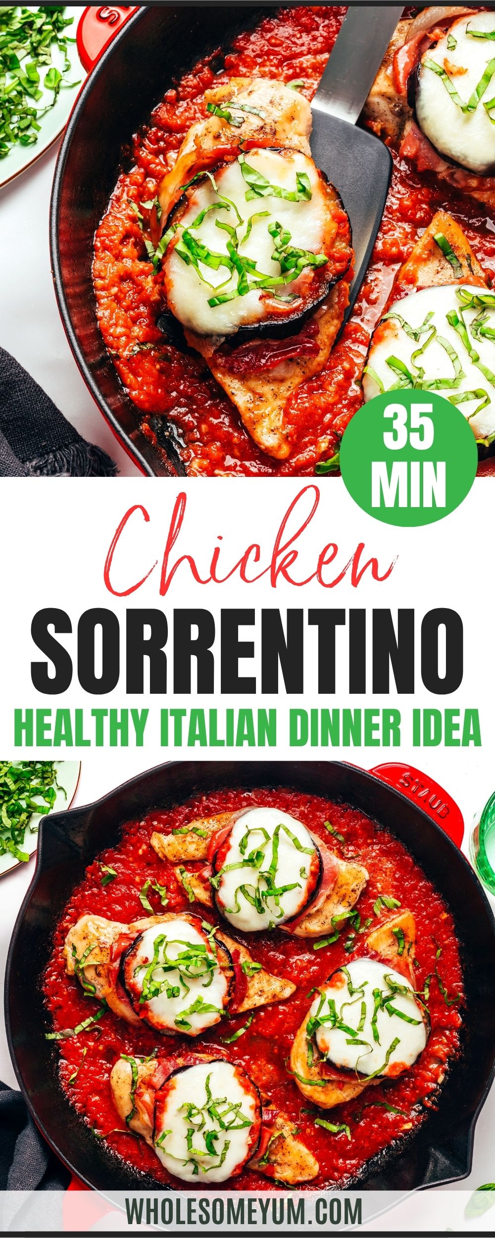 Chicken Sorrentino recipe pin.