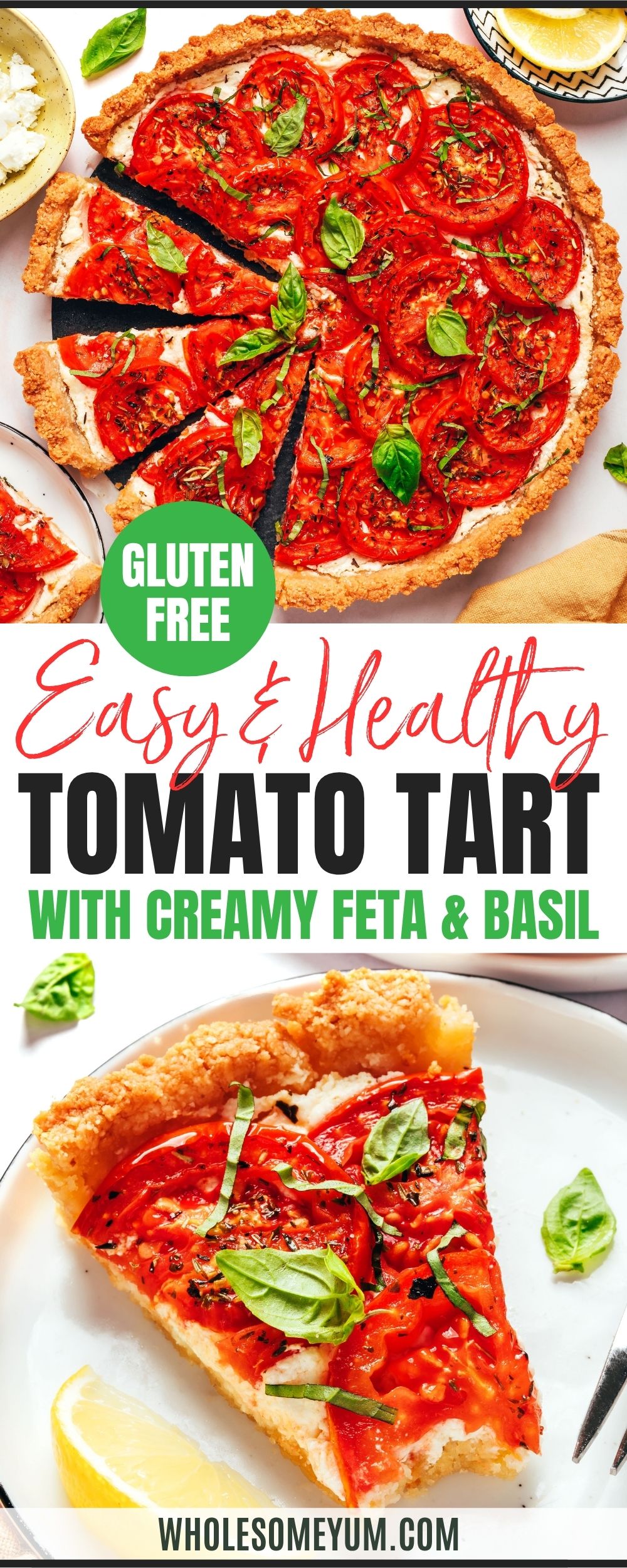 Tomato tart recipe pin.