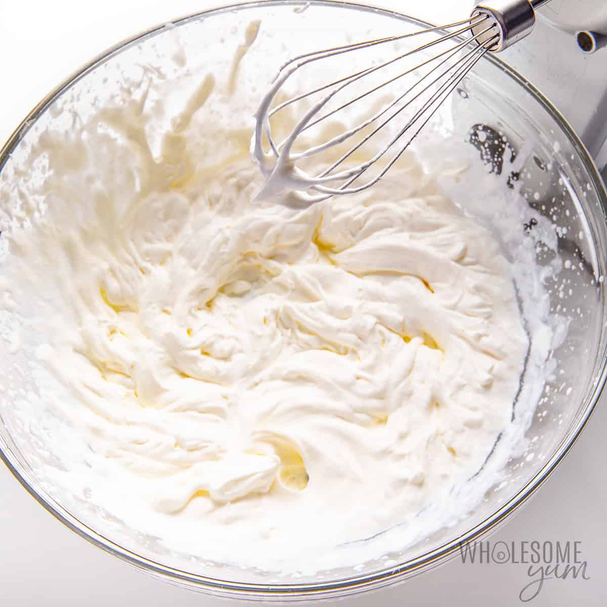 Heavy cream whipped to stiff peaks.