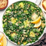Kale Caesar salad in a bowl.