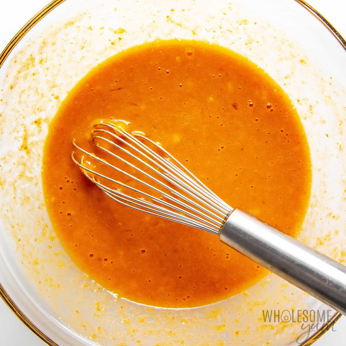 Whisked pumpkin puree mixture.