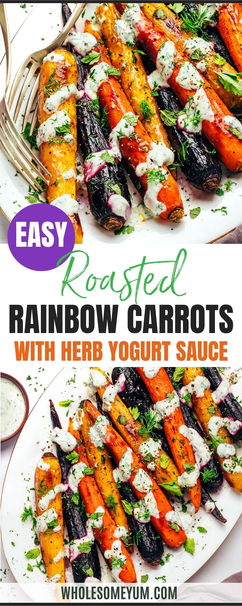 Rainbow carrots recipe pin.