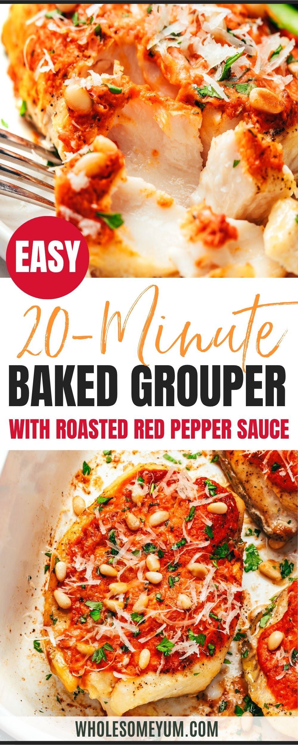 Baked grouper recipe pin.