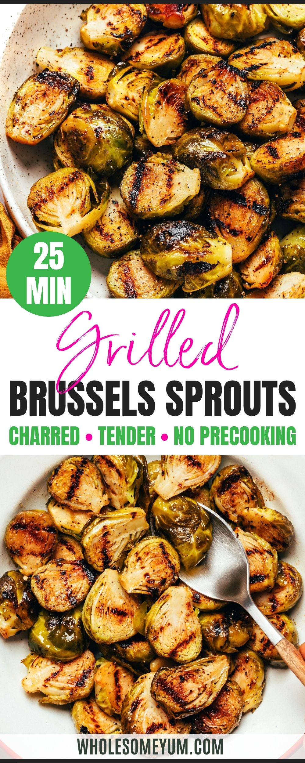 Grilled Brussels sprouts recipe pin.