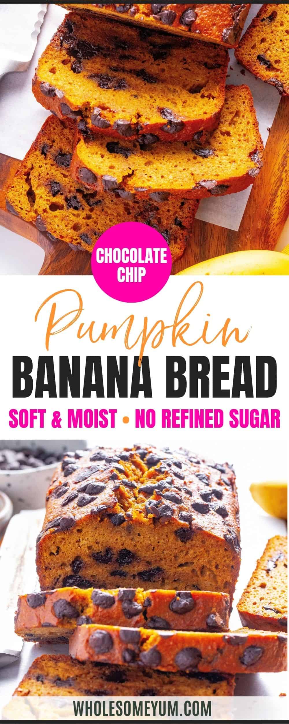 Pumpkin banana bread recipe pin.