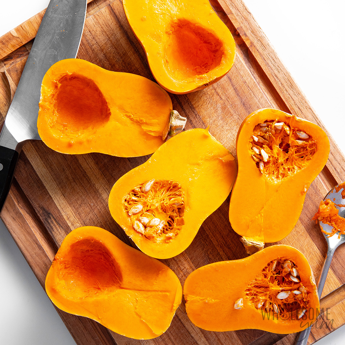 Honeynut squash halves.